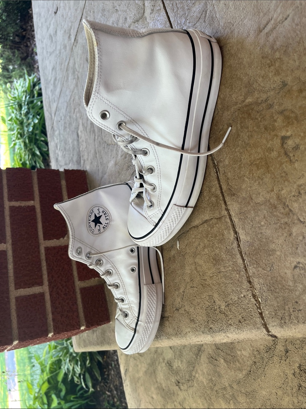 Converse White Leather High Top All Star Sneakers - Picture 4 of 8